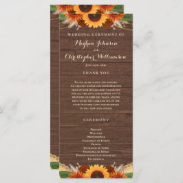 Rustikale Sonnenblume Terracotta Rose Boho Wedding Programm