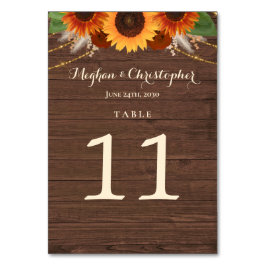 Rustikale Sonnenblume Terracotta Rose Boho Wedding Tischnummer