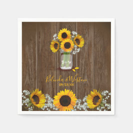 Rustikale Sonnenblume und Mason Jar Wedding Serviette