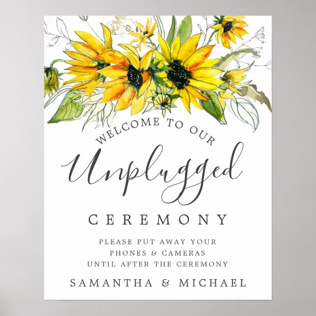 Rustikale Sonnenblume Unplugged Wedding Ceremony S Poster (Vorne)