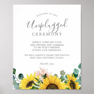 Rustikale Sonnenblume Unplugged Zeremonie Hochzeit Poster