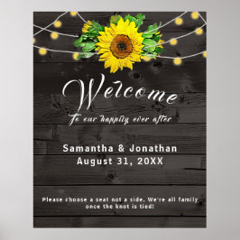 Rustikale Sonnenblume w Lights Wedding Poster
