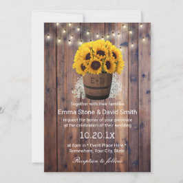Rustikale Sonnenblume Wein Barrel String Lights Ho Einladung