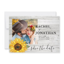 Rustikale Sonnenblume Weißes Holz Foto Hochzeit