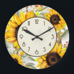 Rustikale Sonnenblume Wohngestaltung Große Uhr<br><div class="desc">Eine schöne Uhr,  die in jedes Dekor passt. Wenn Sie Artikel zusammenpassen möchten,  schreiben Sie mir bitte eine Nachricht.</div>