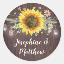 Rustikale Sonnenblume Wood Jar Lights Hochzeit