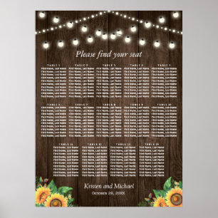 Rustikale Sonnenblumen 14 Tische Hochzeitskarte Poster