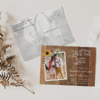 Rustikale Sonnenblumen 2 Foto Holz Save the Date