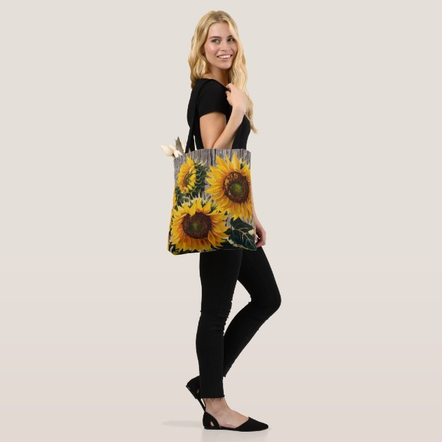 Rustikale Sonnenblumen auf der Tafel Print (Am Model)