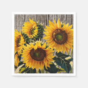 Rustikale Sonnenblumen auf der Tafel Print Serviette