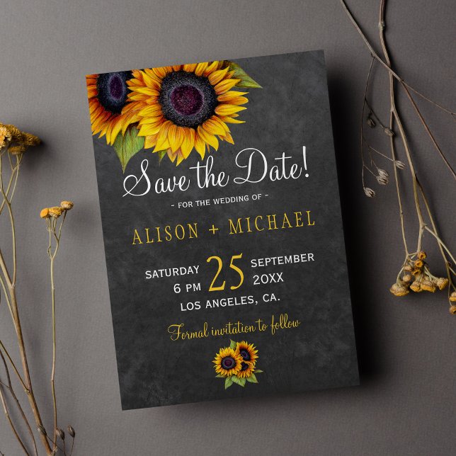 rustikale Sonnenblumen aus Chalkboard Save the Dat Save The Date (Von Creator hochgeladen)