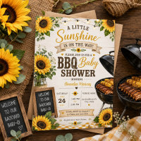 Rustikale Sonnenblumen-Baby-Shower-BBQ-Einladung