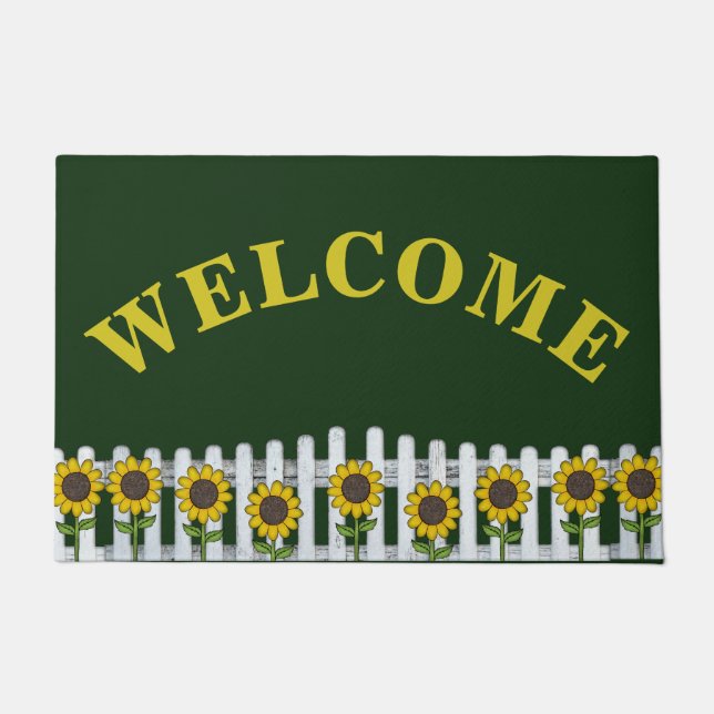 Rustikale Sonnenblumen Begrüßungstür Mat Fußmatte (Vorderseite)