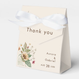 Rustikale Sonnenblumen-Beige-Hochzeits-Dankeschön Geschenkschachtel