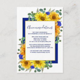 Rustikale Sonnenblumen Blauen Rose Hochzeitsunterk Begleitkarte