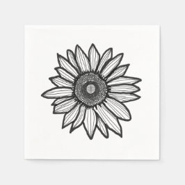 Rustikale Sonnenblumen-Blumen Schwarz-Weiß-Serviet Serviette