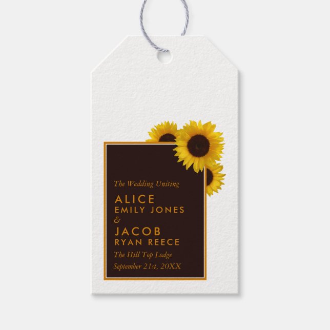 Rustikale Sonnenblumen - Blumenzehen Geschenkanhänger (Vorderseite)