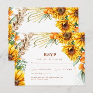 Rustikale Sonnenblumen Blumenzehen RSVP Postkarte