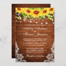 Rustikale Sonnenblumen Blütenblätter aus Holz Einladung