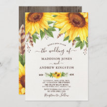 Rustikale Sonnenblumen Boho Wassercolor Hochzeit