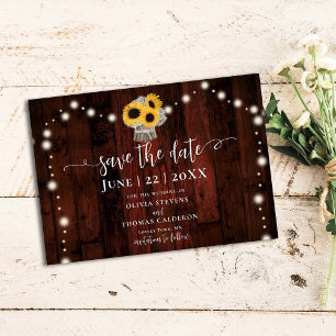 Rustikale Sonnenblumen Bouquet Lights Barn Wood We Save The Date