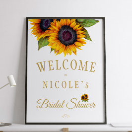 Rustikale Sonnenblumen Brautparty Begrüßungszeiche Poster