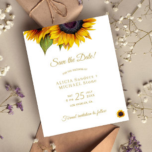 Rustikale Sonnenblumen BUDGET Save the Date Hochze