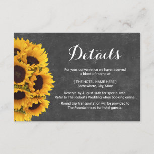 Rustikale Sonnenblumen Chalkboard Hochzeiten Detai Einladung