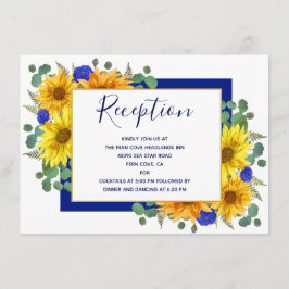 Rustikale Sonnenblumen Chic Blue Rose Hochzeitsemp Begleitkarte