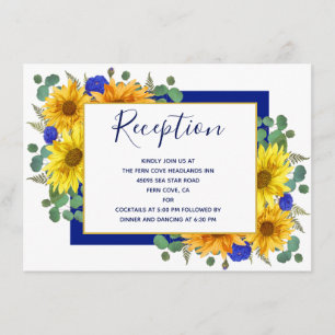 Rustikale Sonnenblumen Chic Blue Rose Hochzeitsemp Begleitkarte