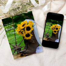 Rustikale Sonnenblumen Cowboy Boots Western Hochze