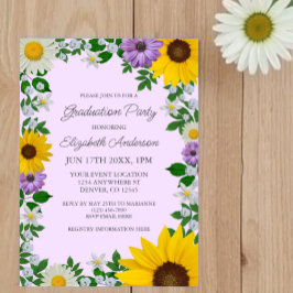 Rustikale Sonnenblumen Daisy Blues Graduation Part Einladung