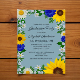 Rustikale Sonnenblumen Daisy Blues Graduation Part Einladung