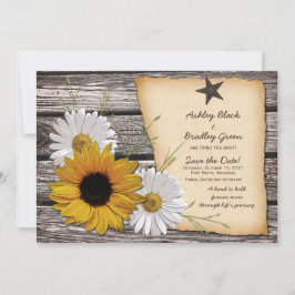 Rustikale Sonnenblumen Daisy Wedding speichern das Save The Date