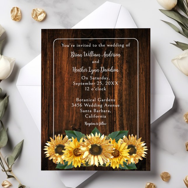 Rustikale Sonnenblumen Einladung (Rustic Sunflower Wedding Invitation)