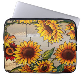 Rustikale Sonnenblumen-Elektronik-Tasche Laptopschutzhülle