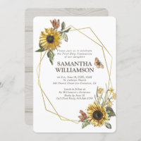 Rustikale Sonnenblumen Erste Kommune Einladung