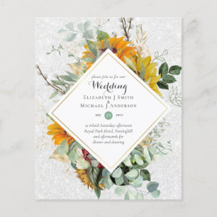 Rustikale Sonnenblumen Eukalyptus Greenery Wedding Flyer