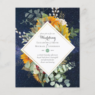 Rustikale Sonnenblumen Eukalyptus Greenery Wedding Flyer