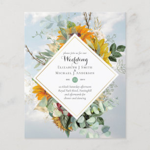 Rustikale Sonnenblumen Eukalyptus Grün Hochzeitsei Flyer