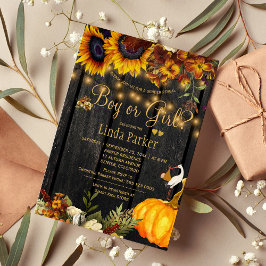 Rustikale Sonnenblumen fallen Baby Dusche Geschlec Einladung