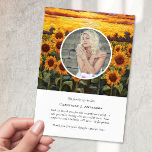 Rustikale Sonnenblumen Foto Beileid Beerdigung Ged Dankeskarte
