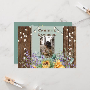 Rustikale Sonnenblumen Foto Brautparty Einladung