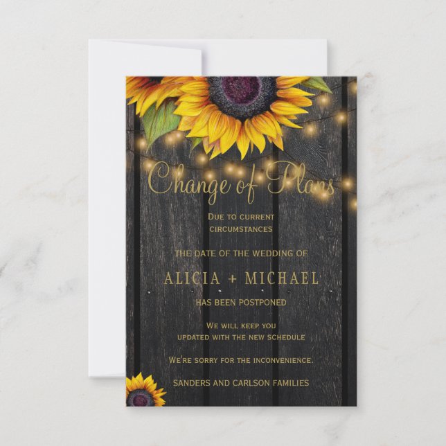 Rustikale Sonnenblumen FOTO Hochzeitswechsel Save The Date (Vorderseite)