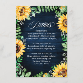 Rustikale Sonnenblumen Gipskraut Navy Blue Details Begleitkarte