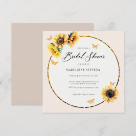 Rustikale Sonnenblumen Gold Butterfy Boho Brautpar Einladung