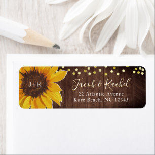 Rustikale Sonnenblumen Gold Dots Hochzeit Rücksend
