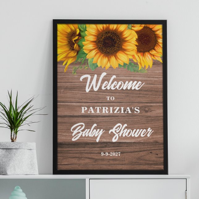 Rustikale Sonnenblumen-Herbst-Willkommens-Baby-Par Poster (Von Creator hochgeladen)