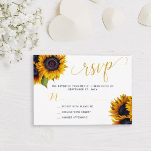 Rustikale Sonnenblumen-Hochzeit elegante RSVP Begleitkarte