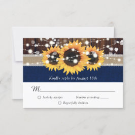 Rustikale Sonnenblumen-Hochzeit RSVP Karte